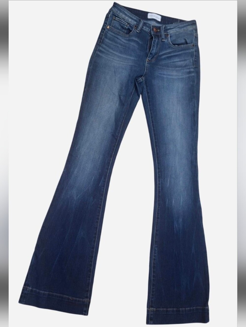 Dark Blue Flare Jeans with Subtle Whiskering